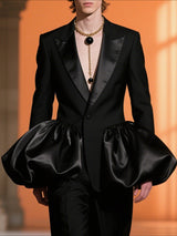 Men's Solid Color Satin Long Sleeve Blazer SKUL24620