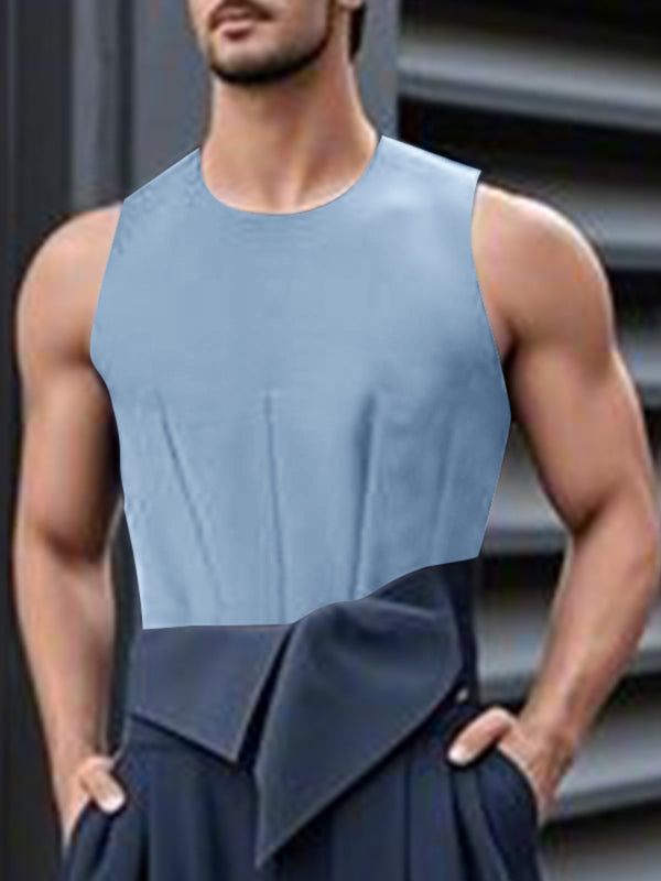 Mens Solid Color Drawstring Waist Casual Tank SKUL14001