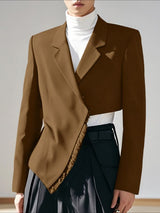 Men's Tassel Patchwork Asymmetric Hem Blazer SKUL43713