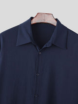 Men's Solid Pleated Textured Long Sleeve Shirt SKUL34216