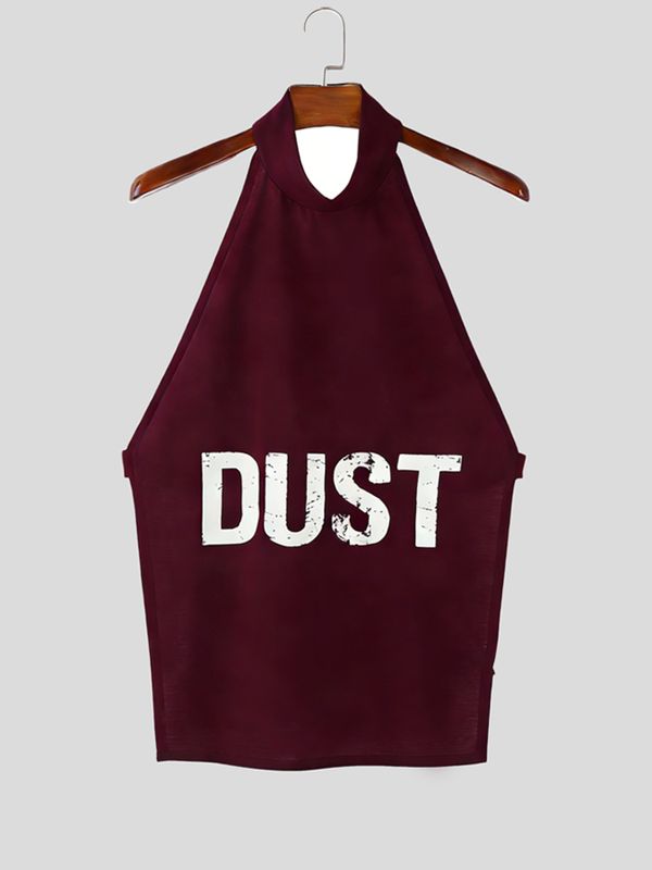 Men's Letter Print Back Tie Tank SKUL51840