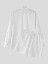 Mens Solid Color Vacation Style Two Pieces Outfit SKUL17029