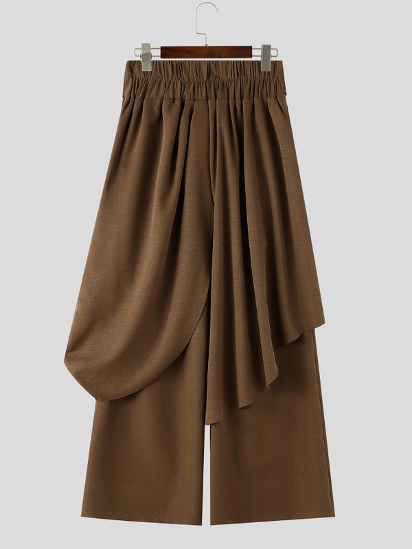 Men's Avant-Garde Asymmetrical Wrap Draped Slit Wide Leg Pant SKUL71320