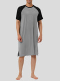 Mens Contrast Patchwork Raglan Sleeve Sleep Robe SKUK33265