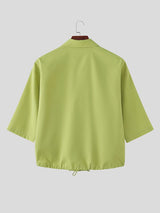 Men's Solid Color Frog Button Half Sleeve Shirt SKUL55442