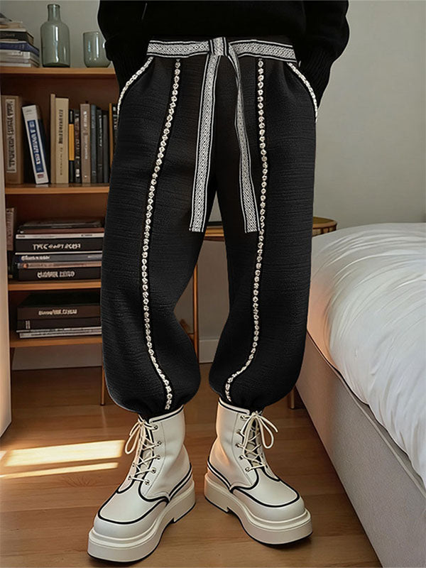 Men's Webbing Patchwork Textured Casual Pant SKUL31997