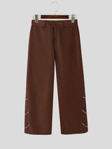 Men's Metal Chain Detail Loose Wide Leg Straight Long Pant SKUL53195