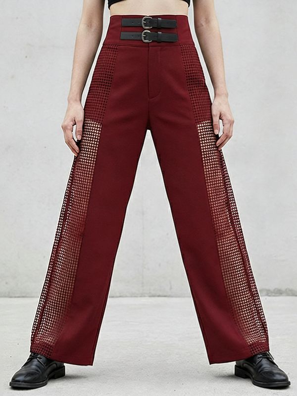 Men's Vertical Mesh Inserts High-Waisted Wide-Leg Pant SKUL59994