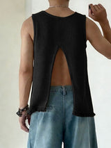 Men's Avant-Garde Split Back Textured Tank SKUL54717