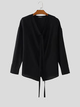 Men's Loose Ribbon Long Sleeve Shirt SKUL24764