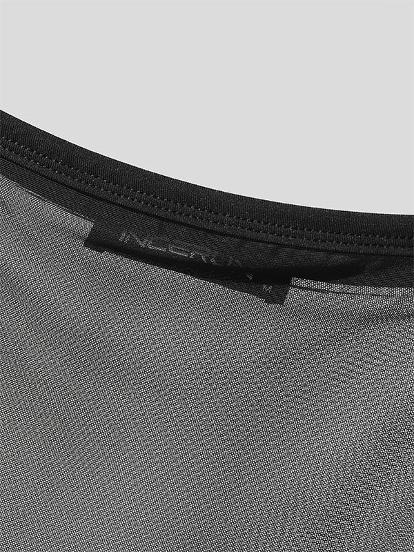 Men's Sheer Mesh Drawstring Cropped Tank SKUL12253