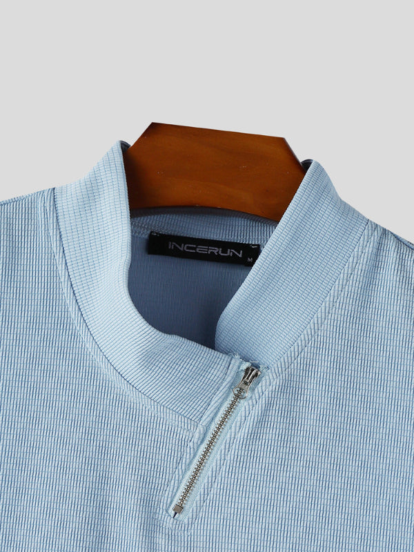 Mens Textured Knit Zipper Casual Tank SKUL17895