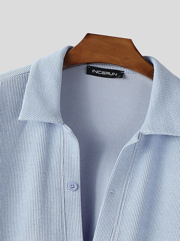 Men's Simple Deep V Neck Long Sleeve Shirt SKUL46235