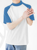 Mens Half-Collar Raglan Sleeve Patchwork T-Shirt SKUK09590
