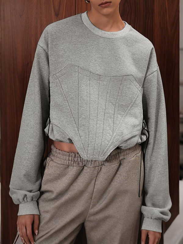 Men's Solid Color Crew Neck Long Sleeve Hoodie SKUL43697