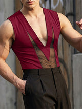 Men's Sheer Mesh Patchwork Knit Tank SKUL56123