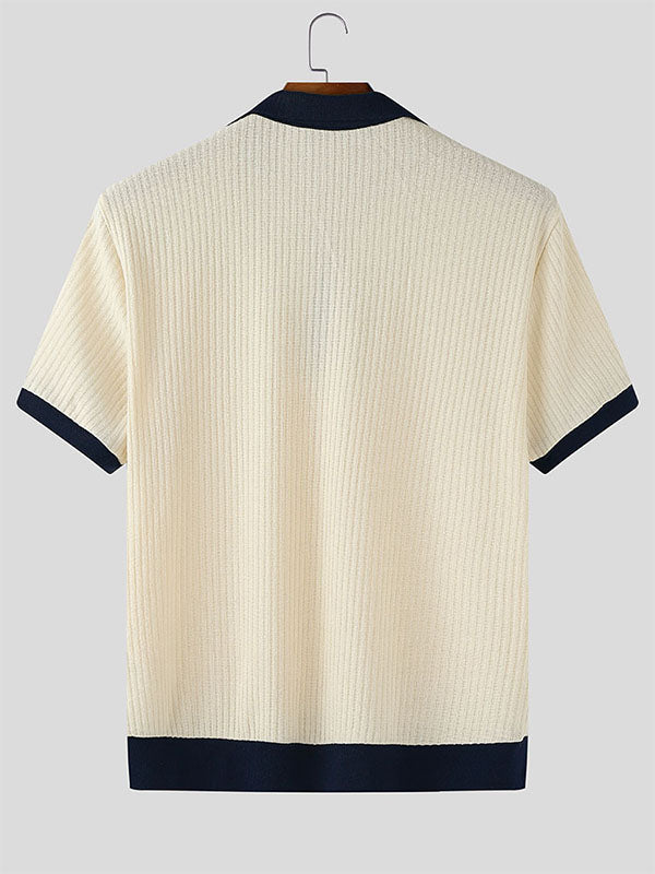 Mens Color Block Textured Short Sleeve T-Shirt SKUL17018