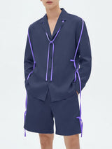 Men's Contrast Color Tie Rope Decor Design Two Pieces Outfit SKUL43785