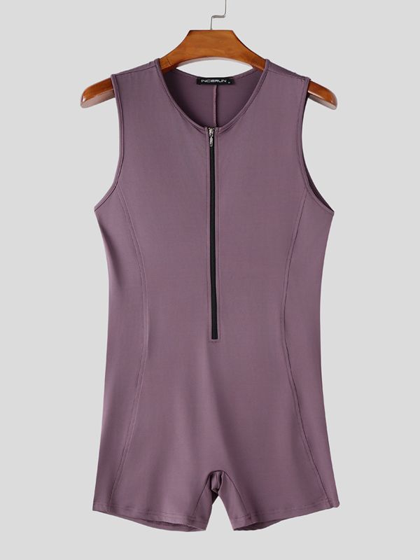 Men's Functional Techwear Half-Zip Deconstructed Leotard Bodysuit SKUL71306