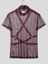 Men's Sheer Mesh Striped Short Sleeve T-Shirt SKUL24573