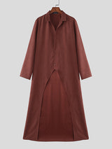 Men's Solid Color Long Hem Long Sleeve Shirt SKUL30804