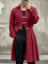 Men's Sheer Frog Button Long Sleeve Cardigan SKUL57282
