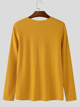 Men's Solid Texture Ribbed Long Sleeve T-Shirt SKUL29521