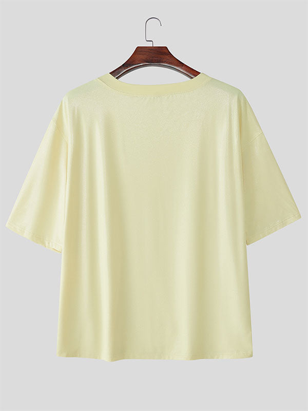 Men's Minimalist Drawstring Short Sleeve T-Shirt SKUL18017