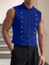 Men's Vintage Aristocrat Double-Breasted Gold Crest Button Military Drummer Tank SKUL77517