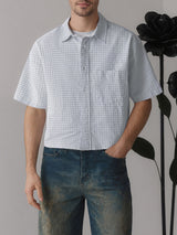 Men's Solid Color Textured Short Sleeve Shirt SKUL20269