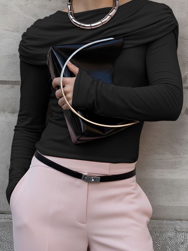 Men's Ruched Cape Style Faux Two Piece Knit T-shirt SKUL43924