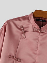 Men's Solid Color Frog Button Shirt SKUL56290