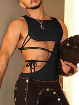 Men's Deconstructed Cut Out Tie Tank SKUL57166