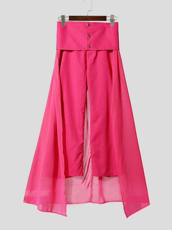 Men's Deconstructed Chiffon Flap Patchwork Straight Pant SKUL37670