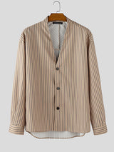 Men's Striped Loose Long Sleeve Cardigan SKUL28511