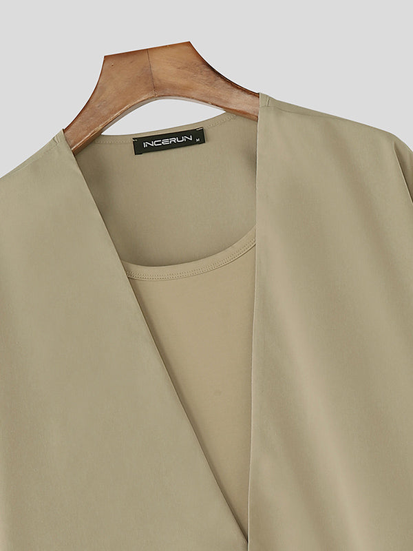 Men's Faux Two Pieces Casual Long Sleeve Shirt SKUL30779