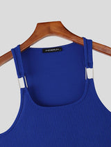 Men's Solid Color Textured Knit Casual Tank SKUL51838