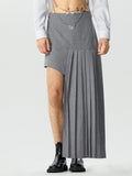Mens Irregular Pleated Design Solid Skirt SKUK28548