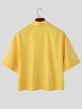 Men's Modern Graphic Line-Art Flower Cropped Shirt SKUL52630