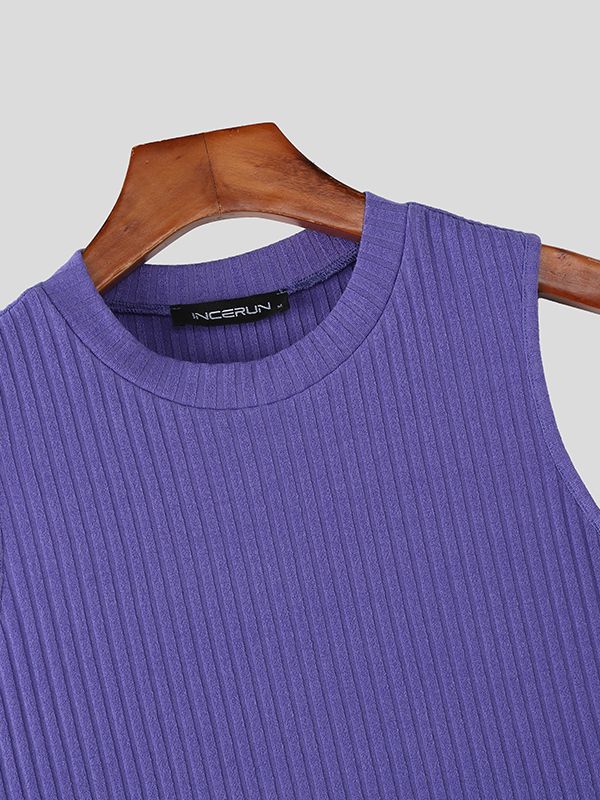 Men's Solid Color Knit Casual Tank SKUL52643