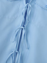 Men's Tie Patchwork Pocket Short Sleeve Shirt SKUL41241