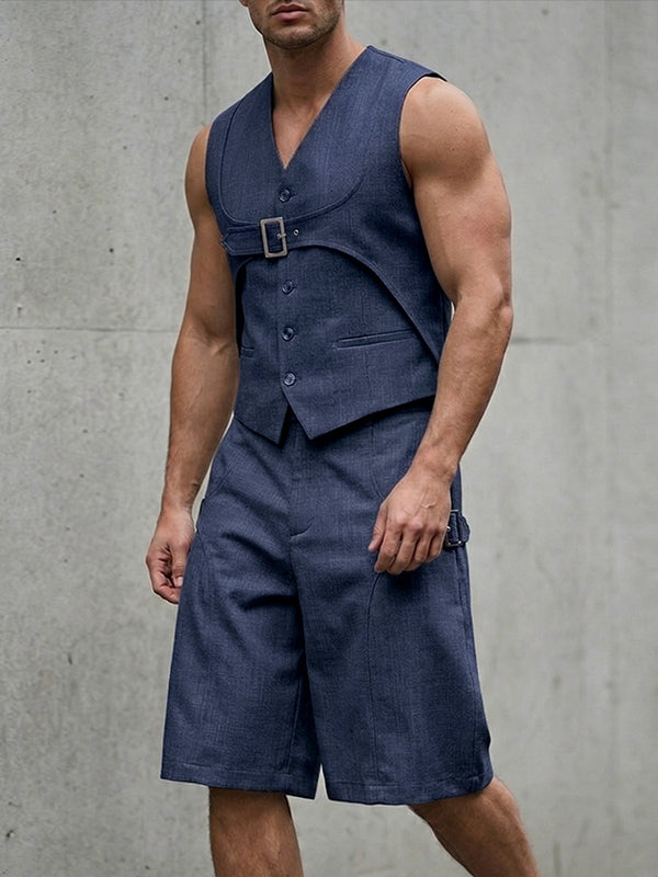 Men's Avant-Garde Deconstructed Buckled Two Pieces Outfit SKUL66877