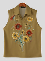 Men's Vintage Hawaiian Resort Aesthetic Floral Print Tank SKUL61917