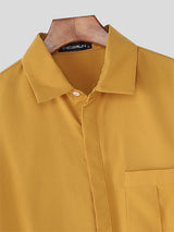 Men's Solid Color Casual Long Sleeve Shirt SKUL27345