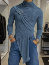 Men's Texture High Neck Long Sleeve Knit T-Shirt SKUL30446