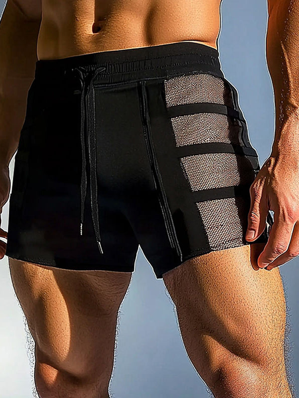 Mens Sheer Mesh Patchwork Casual Short SKUL10514