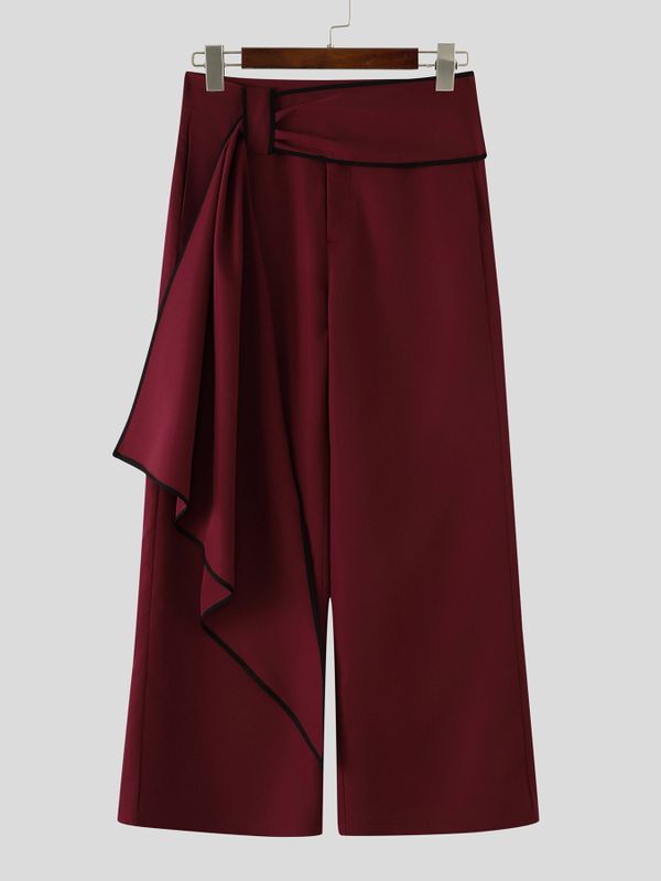 Men's Avant-Garde Asymmetric Draped Sash Tie Wide Leg Oversized Pant SKUL66939