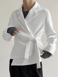 Mens Solid Tie Side Long Sleeve Kimono SKUK46461