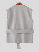 Men's Solid Tie Strap Casual Waistcoat SKUL28224