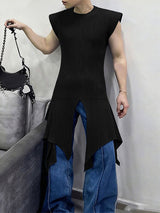 Men's Irregular Hem Textured Crew Neck Tank SKUL43005